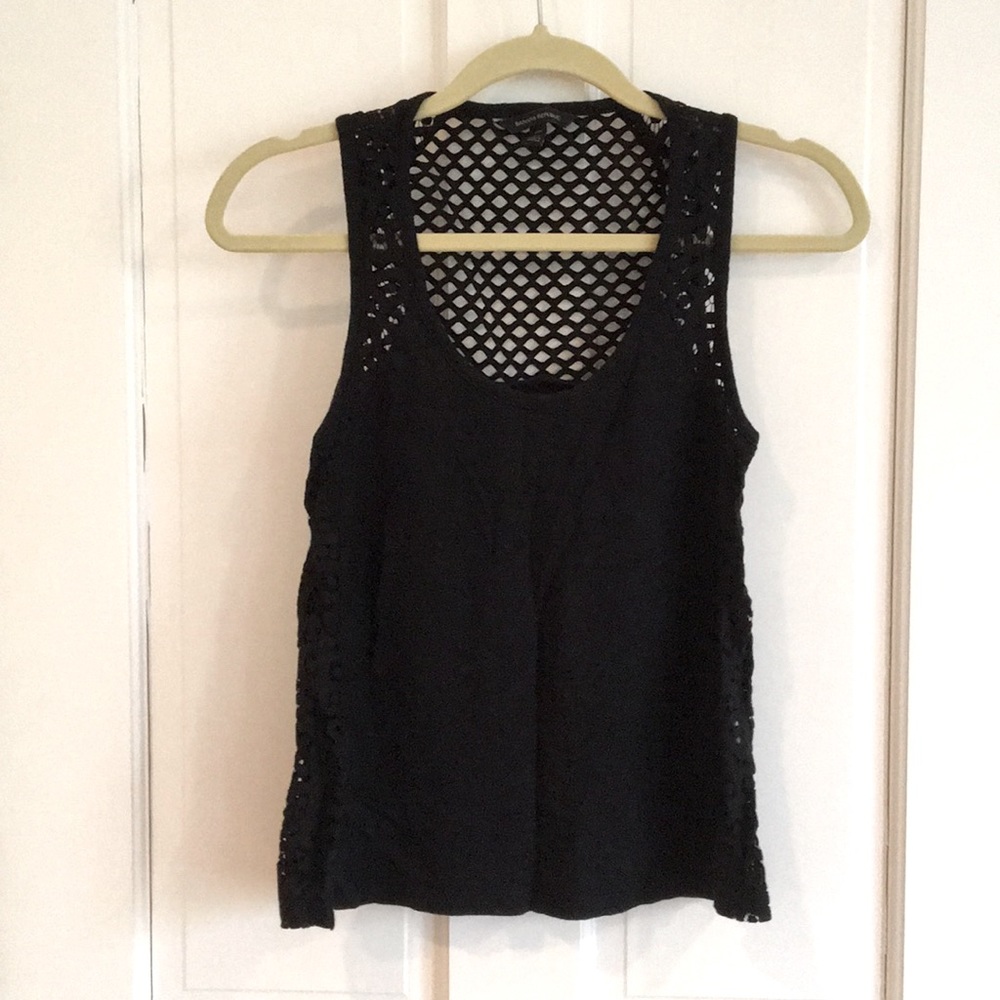 EUC black lace mixed media tank